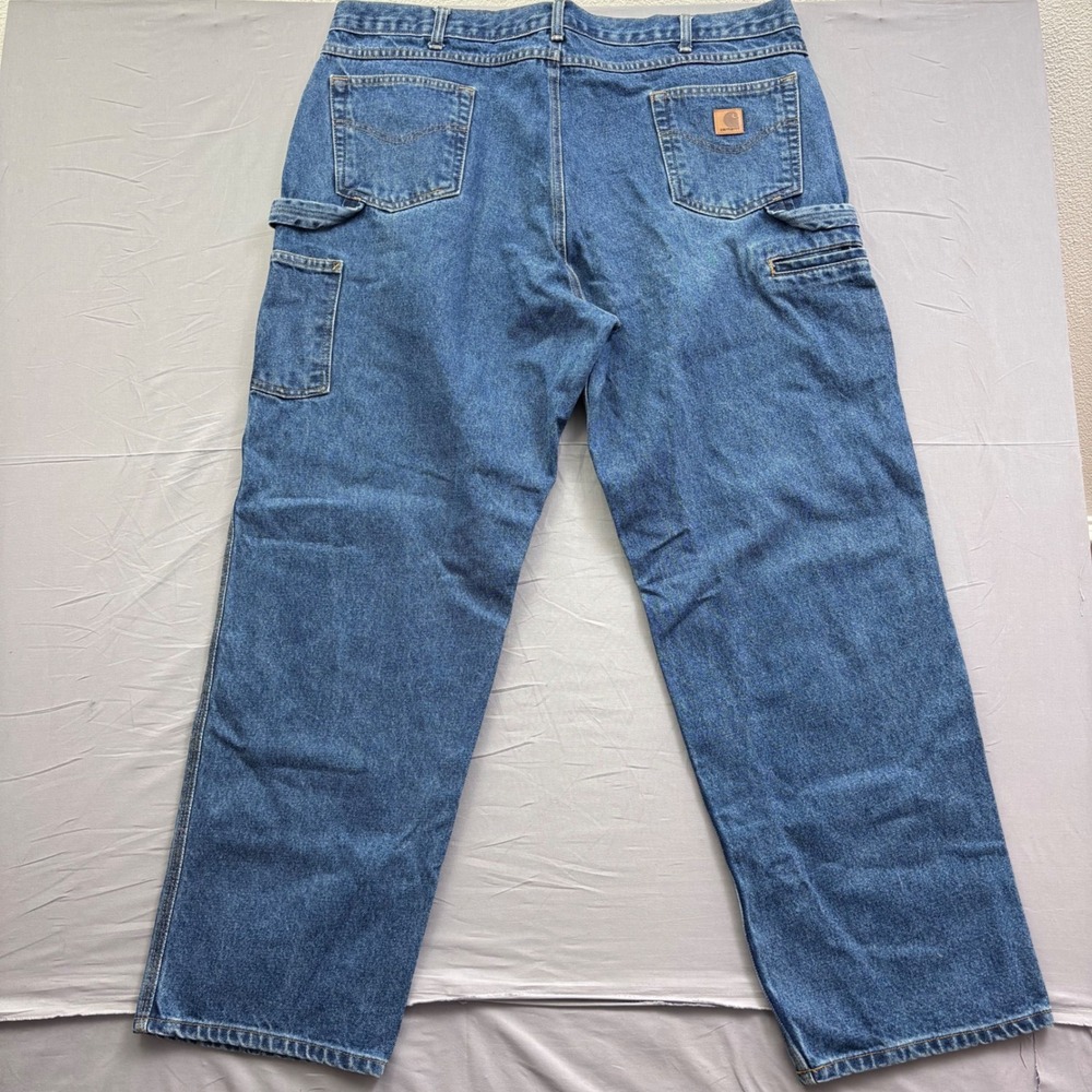 Carhartt B171-DST Relaxed Fit Carpenter Jeans Mens 44x32 Dark Stone Blue Denim - Picture 3 of 9